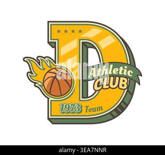 Patch ed etichetta della squadra sportiva Varsity con il basket Illustrazione Vettoriale