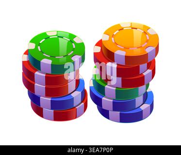 Gioco d'azzardo del casinò a cartoni animati chip del poker del casinò Illustrazione Vettoriale