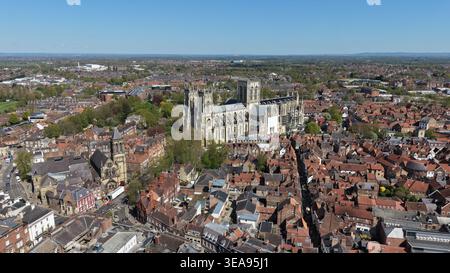 Veduta aerea di York minster, Deangate, York Foto Stock