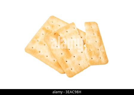 Biscotto cracker panna su sfondo bianco Foto Stock