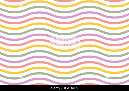 Motivo senza cuciture con linee ondulate in colori pastello Illustrazione Vettoriale