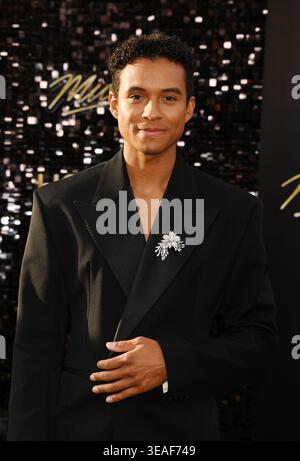HOLLYWOOD, CALIFORNIA - 20 APRILE: Jaafar Jackson partecipa alla prima di "Michael" di Lionsgate al Dolby Theatre il 20 aprile 2026 a Hollywood, Califo Foto Stock