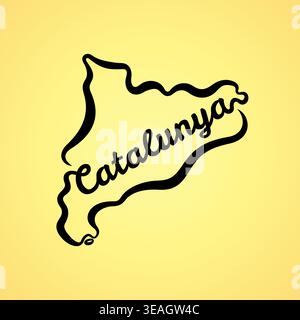Mappa di Catalunya - forma e nome in catalano Illustrazione Vettoriale