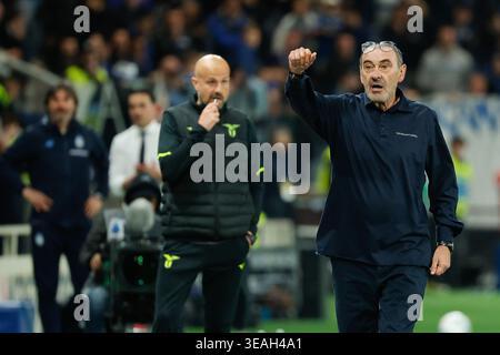 22 aprile 2026; Stadio Gewiss, Bergamo, Italia, Coppa Italia calcio, Atalanta contro Lazio; Maurizio Sarri allenatore della SS Lazio Foto Stock