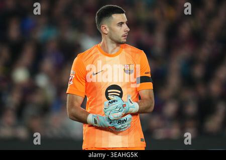 Barcellona, Spagna. 22 aprile 2026. Joan Garcia del FC Barcelona durante la Liga EA Sports match tra FC Barcelona e RC Celta de Vigo giocata al Spotify Camp Nou Stadium il 22 aprile 2026 a Barcellona, Spagna. (Foto di Bagu Blanco/PRESSINPHOTO) credito: PRESSINPHOTO SPORTS AGENCY/Alamy Live News Foto Stock