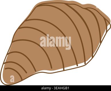 Croissant disegnato a mano riempito non lungo il contorno minimalista elemento di design piatto icona adesivo Logo. Illustrazione vettoriale isolata elemento di design tematico caffè, stampa o materiali promozionali, etichette, tag Illustrazione Vettoriale