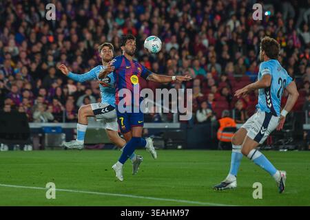 Barcellona, ESP. 22 aprile 2026. FC BARCELONA vs RC CELTA 22 aprile 2026 Ferran Torres (7) del FC Barcelona durante la partita tra FC Barcelona e Celta de Vigo corrispondente alla trentesima giornata di la Liga EA Sports al Spotify Camp Nou di Barcellona, Spagna. Crediti: Rosdemora/Alamy Live News Foto Stock