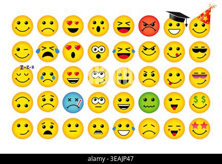 Un'ampia gamma di reazioni tramite chat web. Concetto di social media Illustrazione Vettoriale