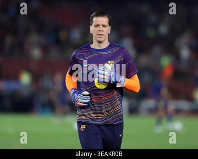 Sabadell, Barcellona, Spagna. 22 aprile 2026. Barcellona Spagna 22.04.2026 Wojciech Szczesny (FC Barcelona) guarda durante la Liga EA Sports tra FC Barcelona e Celta al Camp Nou il 22 aprile 2026 a Barcellona. (Credit Image: © Xavi Urgeles/ZUMA Press Wire) SOLO PER USO EDITORIALE! Non per USO commerciale! Foto Stock