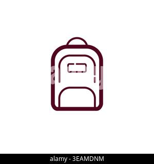 Icona della linea dello zaino scolastico. Borsa per studenti dal design minimalista. Illustrazione vettoriale Illustrazione Vettoriale