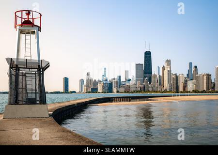 chicago, molo sulla spiaggia di north avenue, chicagos Foto Stock