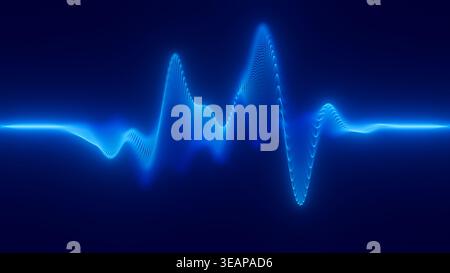Sfondo dell'onda a particelle digitali della forma d'onda blu audio. Equalizzatore di onde a punti con musica astratta. Visualizzazione futuristica delle onde sonore. INTELLIGENZA artificiale Foto Stock