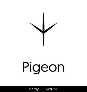 Pigeon Footprint Paw Print silhouette icona vettoriale Black Isolated Wildlife Track Symbol Illustrazione Vettoriale