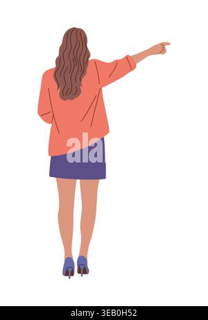 Una donna d'affari punta avanti con il braccio allungato Illustrazione Vettoriale