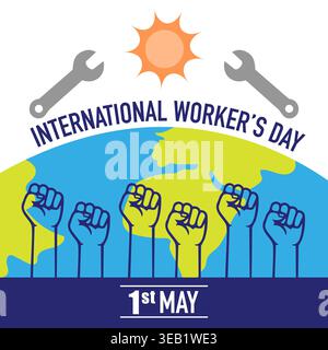 Saluto di maggio per la giornata internazionale dei lavoratori. Illustrazione vettoriale Illustrazione Vettoriale
