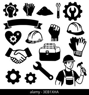 Scarabocchio disegnato a mano per il Labor Day. Illustrazione vettoriale Illustrazione Vettoriale