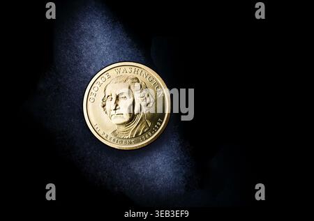 coin, george washington, un dollaro, zecche, george washingtons, un dollaro Foto Stock