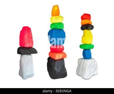 multicolore, pelo di pietra, multicolore, pali di pietra Foto Stock