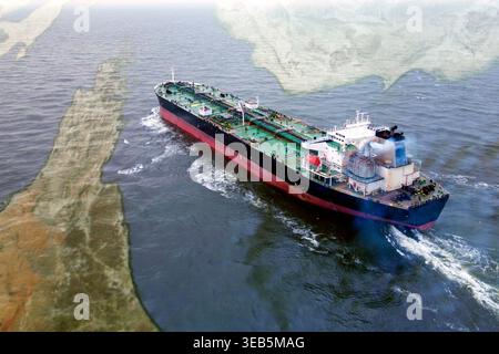 Petroliera che naviga nello stretto di Hormuz Foto Stock