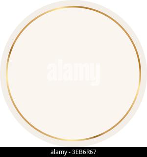 Elegante cornice circolare con bordo dorato. Elemento decorativo rotondo per certificato, francobollo, vignetta, invito a matrimoni, biglietto di auguri Illustrazione Vettoriale