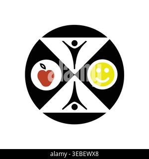 Emblema del benessere olistico e dello stile di vita sano Illustrazione Vettoriale