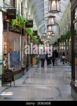 La Royal Arcade copriva il corridoio dello shopping nel centro di Norwich, Norfolk, Inghilterra, nel 1899 Foto Stock