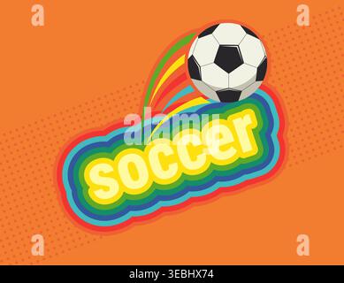 Pallone da calcio dinamico con linee di movimento. Design per la Coppa del mondo 2026 e la competizione di calcio. Campionato 26. Illustrazione vettoriale per social media, pubblicità, Web, banner, volantino, stampa Illustrazione Vettoriale