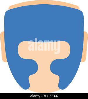 Semplice illustrazione della bretella di fissaggio sportiva protettiva blu che copre la testa con un'area aperta sul viso Illustrazione Vettoriale