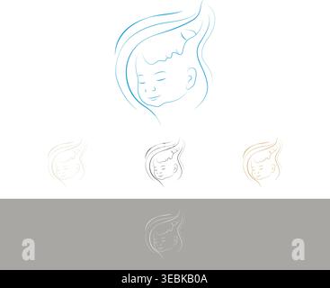 Cartolina di auguri per la festa della mamma silhouette tipografica della mamma che abbraccia il bambino Illustrazione Vettoriale