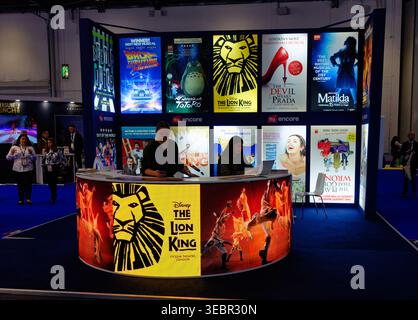 Promuovere il London Theatre alla mostra World Travel Market, Excel Center, London Docklands Foto Stock
