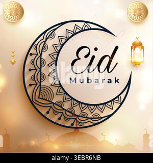 Buon biglietto d'auguri di Eid Mubarak Illustrazione Vettoriale