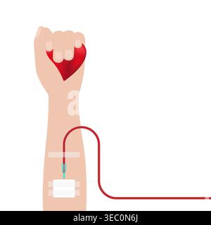 Concetto di donazione di sangue. Giornata mondiale dei donatori di sangue. Illustrazione vettoriale. Illustrazione Vettoriale