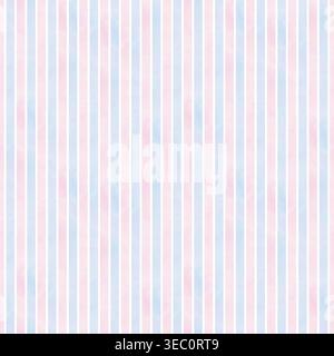 Motivo a strisce verticali ad acquerello nei colori pastello rosa tenue e blu. Sfondo a strisce disegnato a mano per tessuti, carta da imballaggio, arredamento per vivai e. Foto Stock