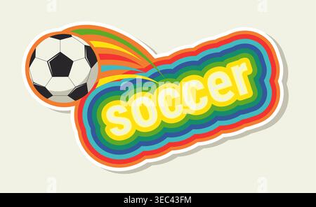 Pallone da calcio dinamico con linee di movimento sopra lo stadio di calcio, design per pubblicizzare le competizioni di calcio, la Coppa del mondo 2026 e il Campionato del mondo 26. Vettore per social media, pubblicità, Web, banner, volantino, stampa. Illustrazione Vettoriale