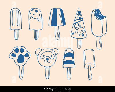 Set di gelaterie disegnate a mano Illustrazione Vettoriale