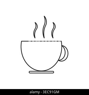 Delineare la tazza di caffè. Icona bevanda calda. Simbolo vettoriale della tazza per la cottura a vapore. Grafica minimalista. Illustrazione Vettoriale