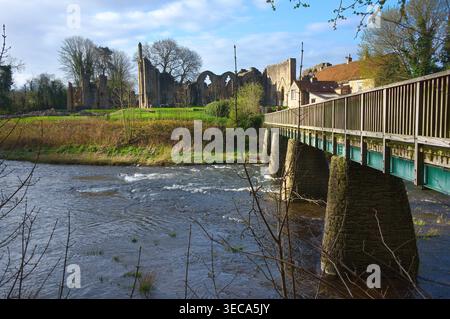 Passerella pedonale sul fiume Foto Stock