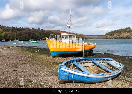 Barche ormeggiate a The League, Reen, West Cork, Irlanda. Foto Stock