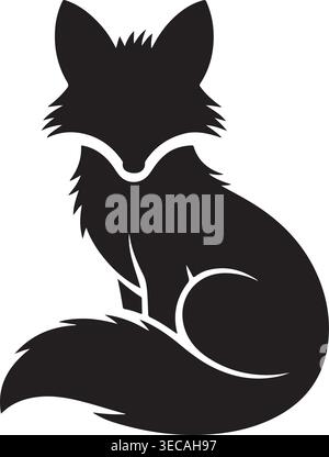 Elegante figura nera con silhouette a volpe, ben isolata su sfondo bianco. Questa moderna grafica vettoriale minimalista cattura il. Illustrazione Vettoriale