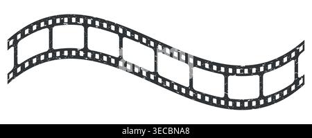 Vecchia icona della bobina della striscia di pellicola grunge. Cinema o filmato con cornici. Sovrapposizione di pellicola video o film, pellicola cinematografica o fotografica lunga pellicola Illustrazione Vettoriale