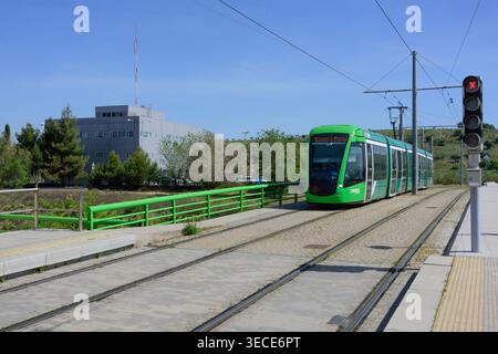 Parla nahe Madrid, moderne Straßenbahn, Plaza de Toros // parla vicino a Madrid, moderna funivia, Plaza de Toros Foto Stock