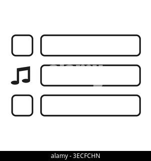 Icona elenco brani della playlist musicale Vector perfetta per l'interfaccia utente dell'app di streaming e i modelli di design del lettore multimediale digitale EPS 10. Illustrazione Vettoriale