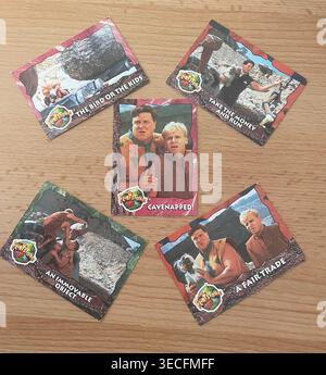 Carte collezionabili vintage per il film Flintstones pubblicato da Topps nel 1993 Foto Stock