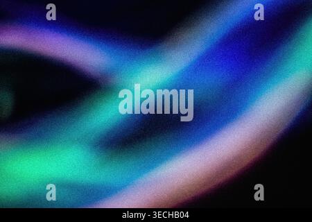 Curve dinamiche di luce al neon blu e viola con grana vintage Foto Stock