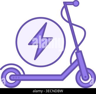 Icona dello scooter elettrico colorato. Icona vettoriale del trasporto ecologico per lo stile di vita urbano. Concetto di trasporto e protezione ambientale Illustrazione Vettoriale