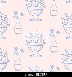 Vaso e bottiglia italiani delicati senza cuciture Illustrazione Vettoriale