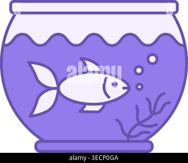 Icona acquario colorato. Icona vettoriale dell'acquario con pesci galleggianti. Concetto PET Illustrazione Vettoriale