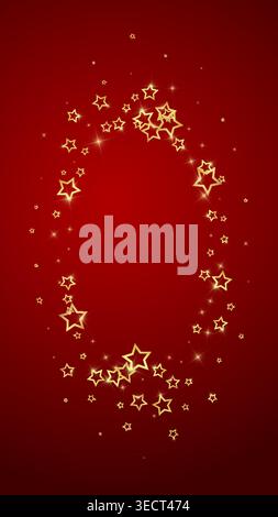 Sovrapposizione vettoriale Christmas Stars. Confetti scintillanti di lusso Magic Stars. Spirito natalizio. Illustrazione vettoriale Festive Stars su sfondo rosso. Illustrazione Vettoriale