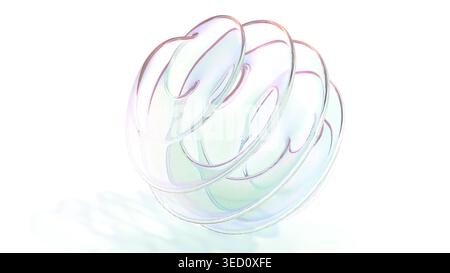 Oggetto twist olografico astratto su rendering 3d bg bianco Foto Stock