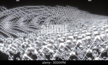 Flusso dell'onda di vetro su rendering 3d bg nero Foto Stock